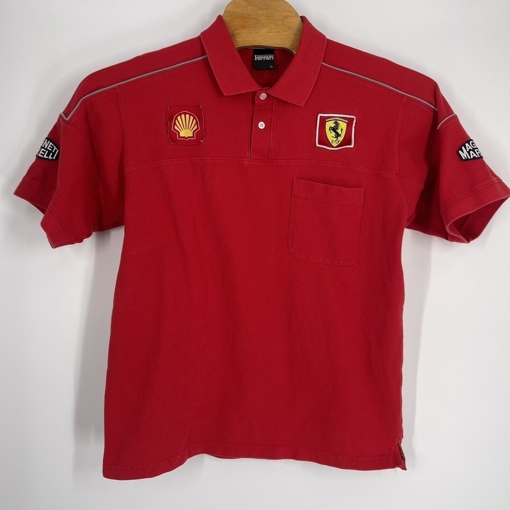 Ferrari F1 Racing Polo Shirt Mens XL Red Shell Magneti Marelli Vintage Pique 3